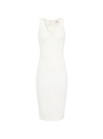 Abito midi con scollo a V e ricami