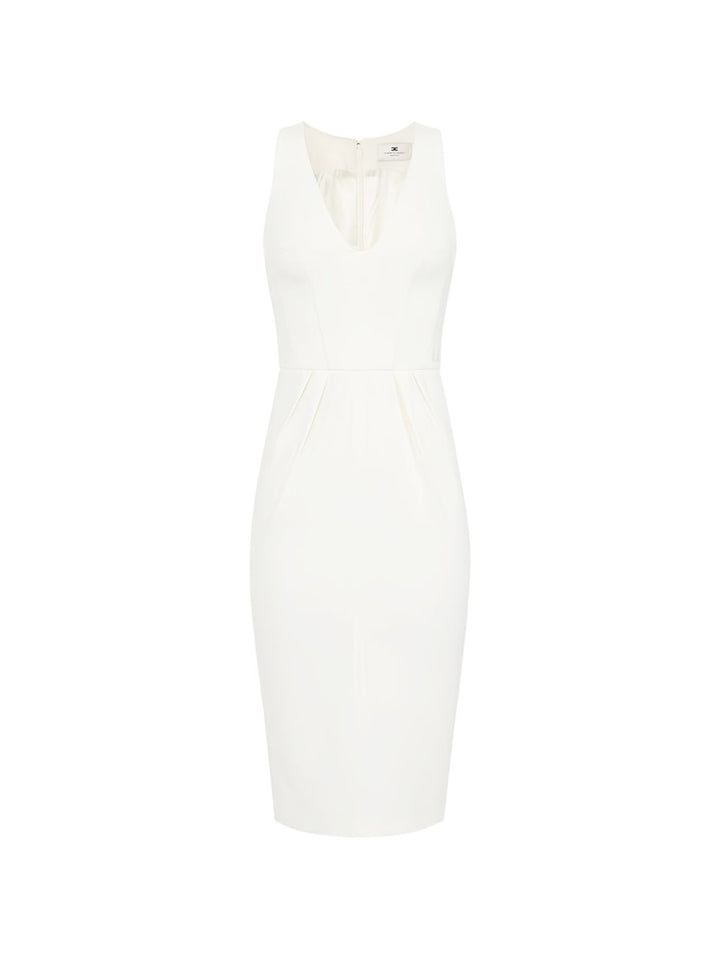 Abito midi con scollo a V e ricami