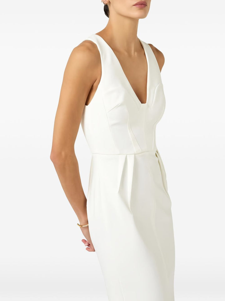 Abito midi con scollo a V e ricami