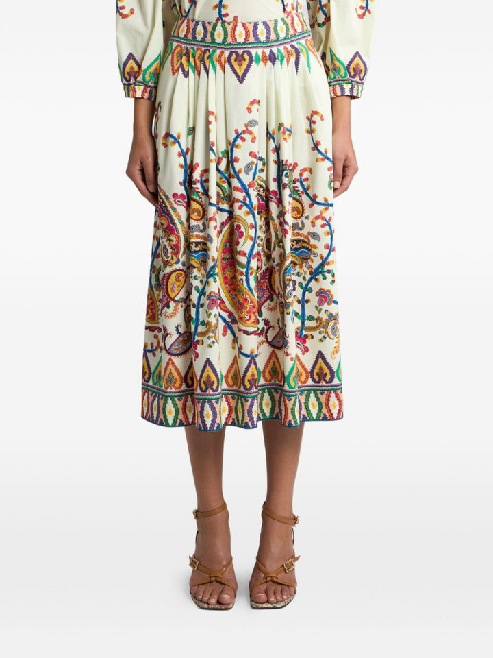 Gonna midi con stampa paisley