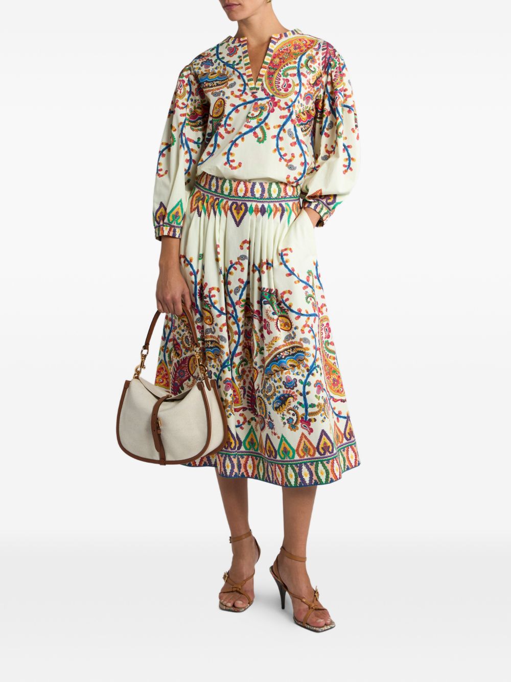 Gonna midi con stampa paisley