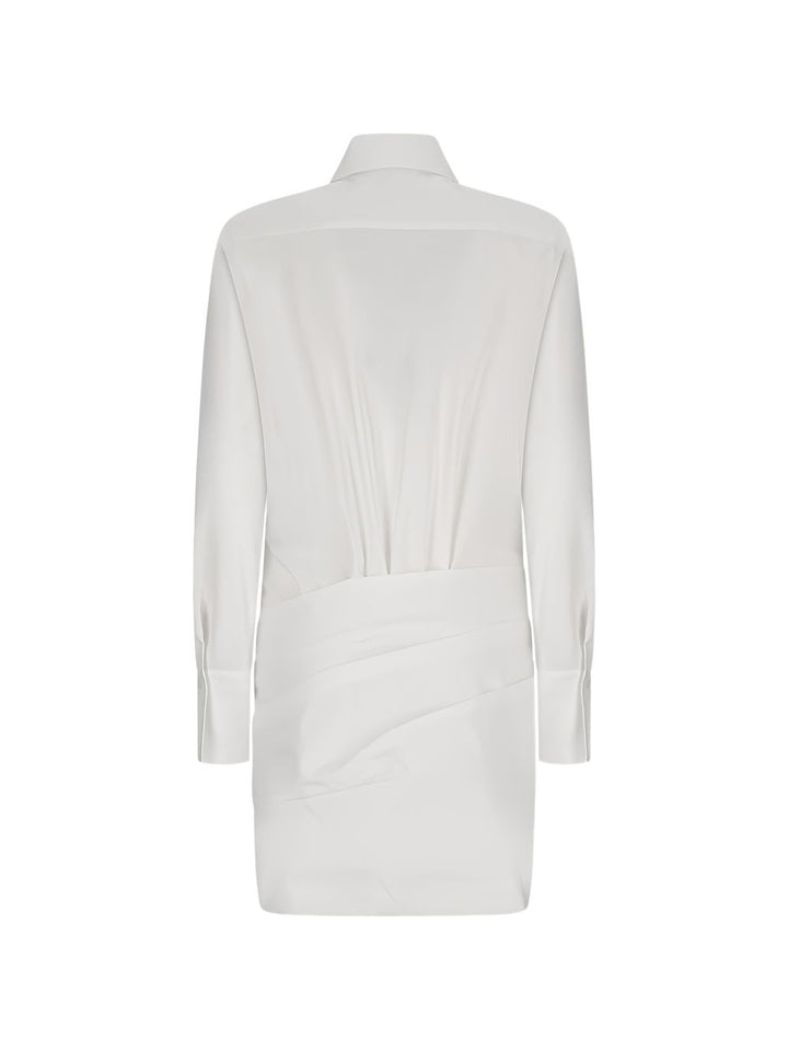 abito midi in popeline drappeggiato