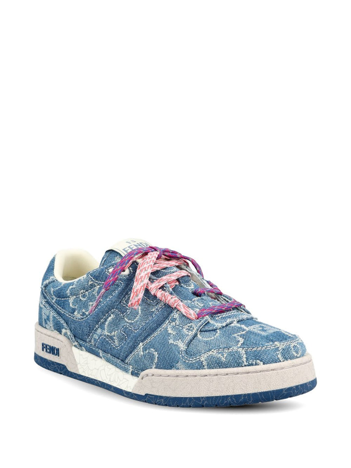 Fendi "Match" Low top in jacquard FF effetto denim blu