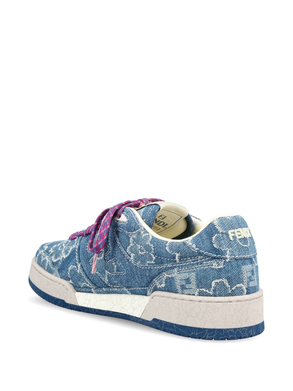 Fendi "Match" Low top in jacquard FF effetto denim blu