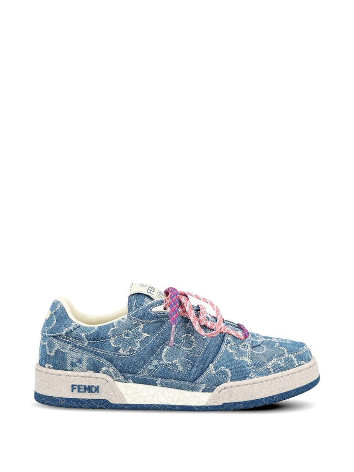 Fendi "Match" Low top in jacquard FF effetto denim blu