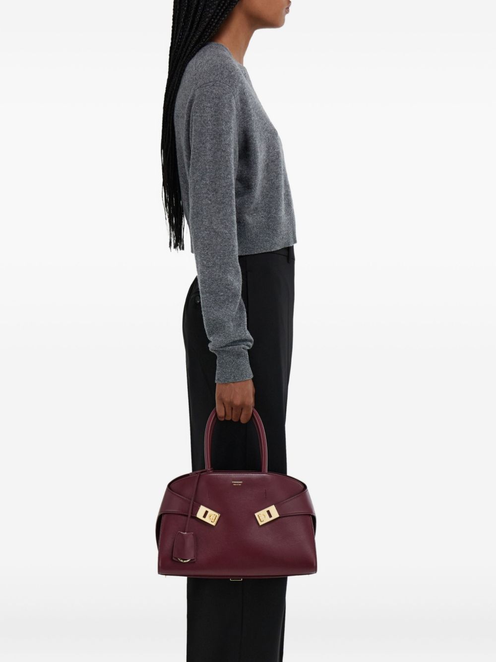 Borsa tote Hug media in pelle