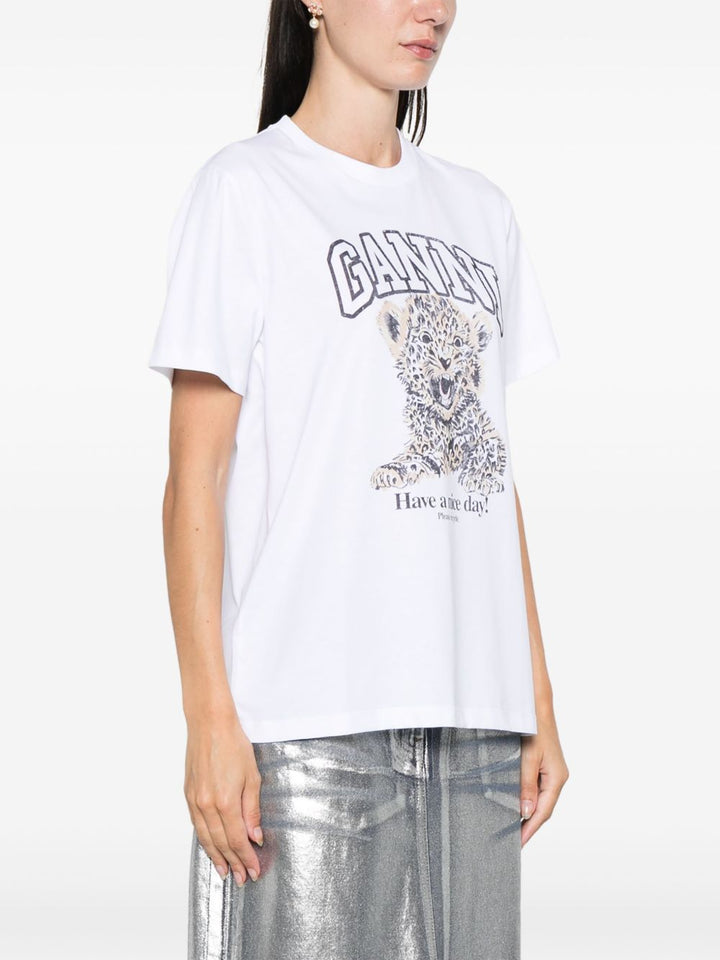 Maglietta girocollo con logo leopardo