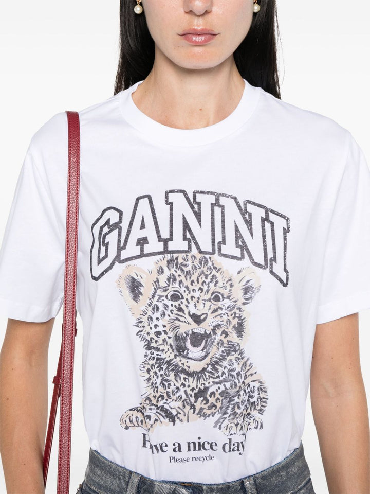 Maglietta girocollo con logo leopardo