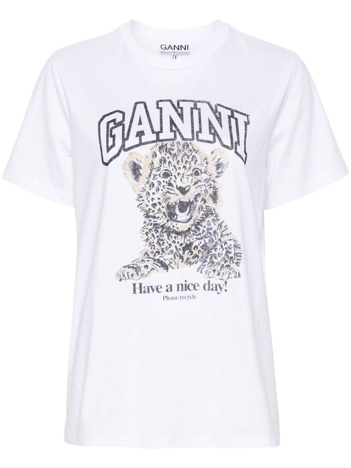 Maglietta girocollo con logo leopardo