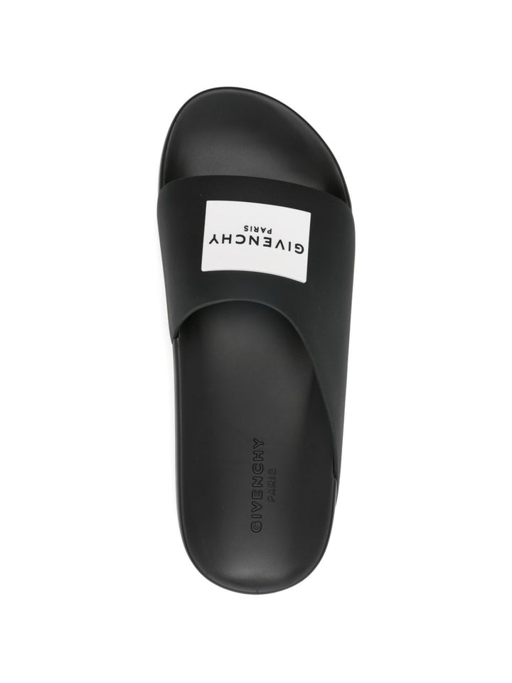 Sandali Slides con placca logo e suola piatta