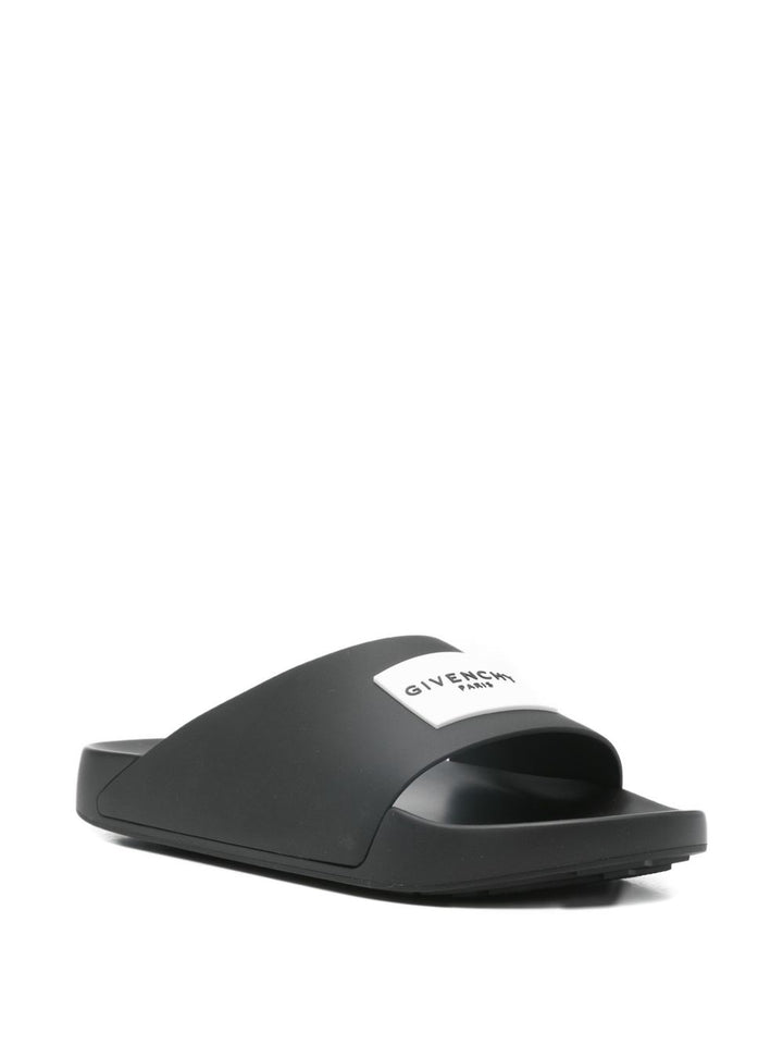 Sandali Slides con placca logo e suola piatta