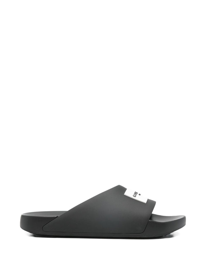 Sandali Slides con placca logo e suola piatta