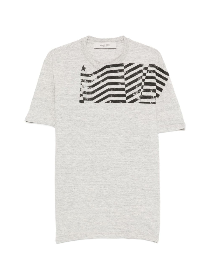 T-SHIRT UNISEX JOURNEY REGOLARE IN JERSEY DI COTONE SLUB CON STAMPA BANDIERA