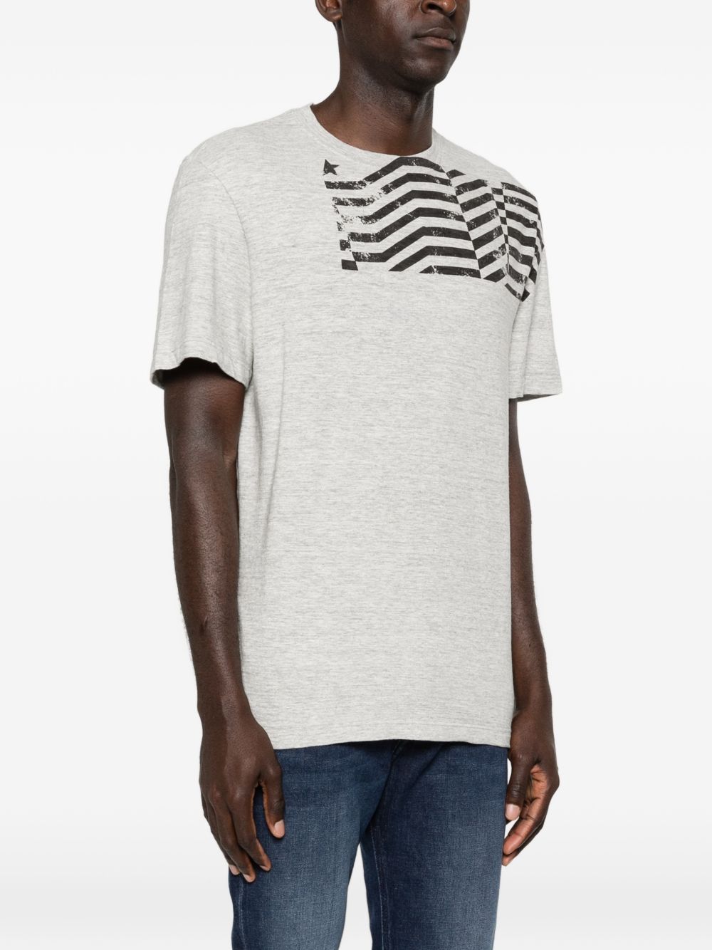 T-SHIRT UNISEX JOURNEY REGOLARE IN JERSEY DI COTONE SLUB CON STAMPA BANDIERA