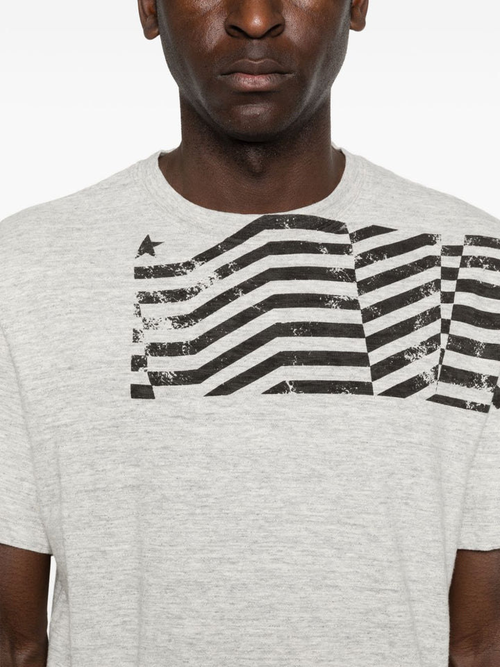 T-SHIRT UNISEX JOURNEY REGOLARE IN JERSEY DI COTONE SLUB CON STAMPA BANDIERA