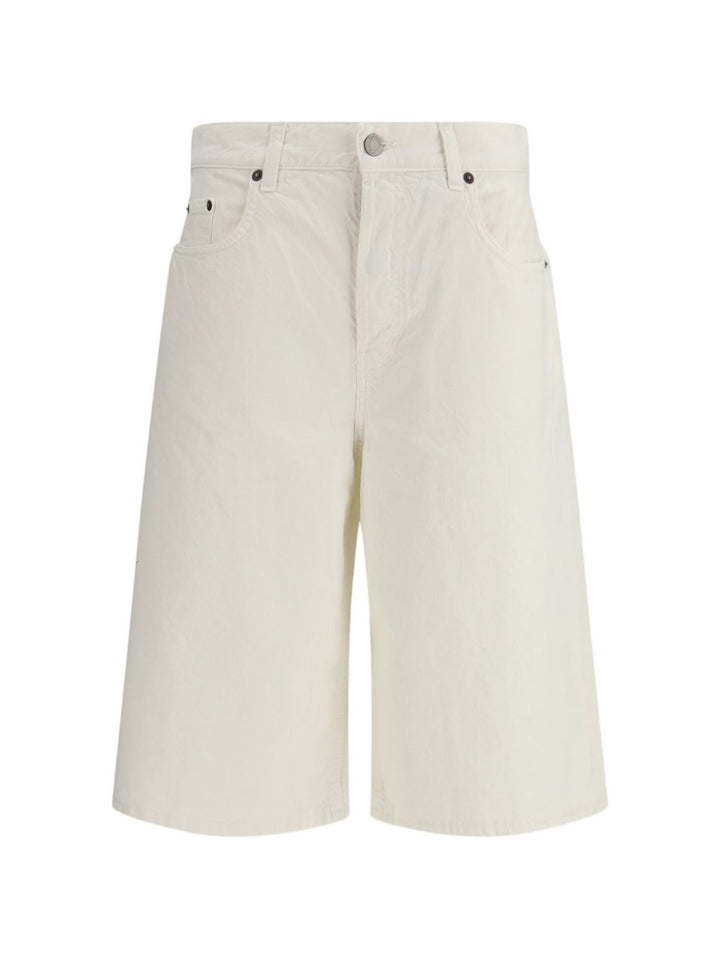 bermuda in denim con tasce e logo