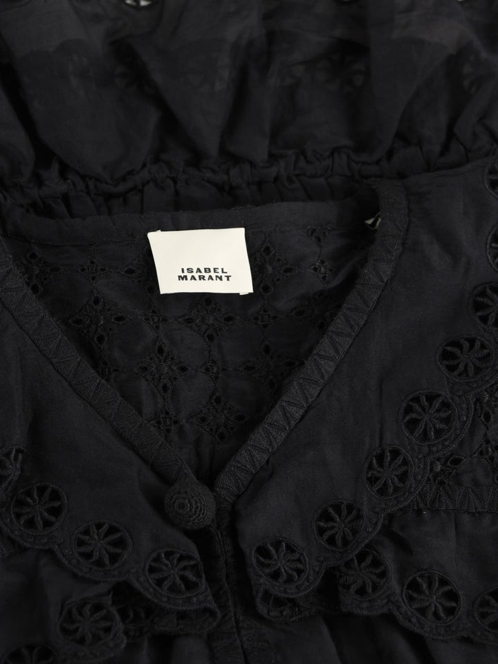 Blusa con volant in pizzo sangallo