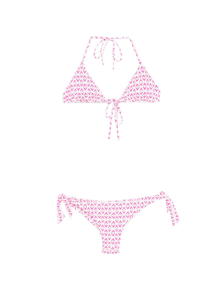 bikini con laccetti a stampa geometrica