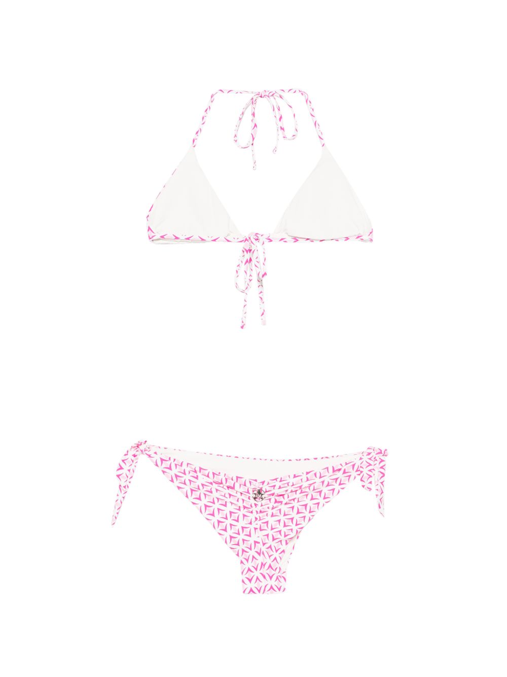 bikini con laccetti a stampa geometrica