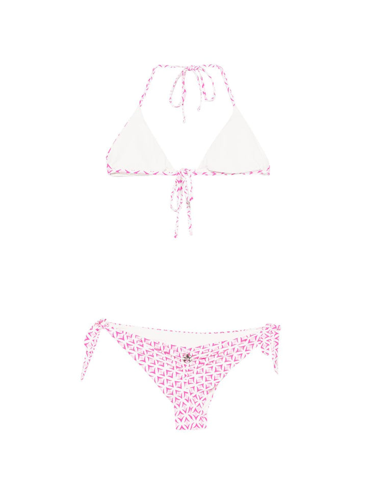 bikini con laccetti a stampa geometrica