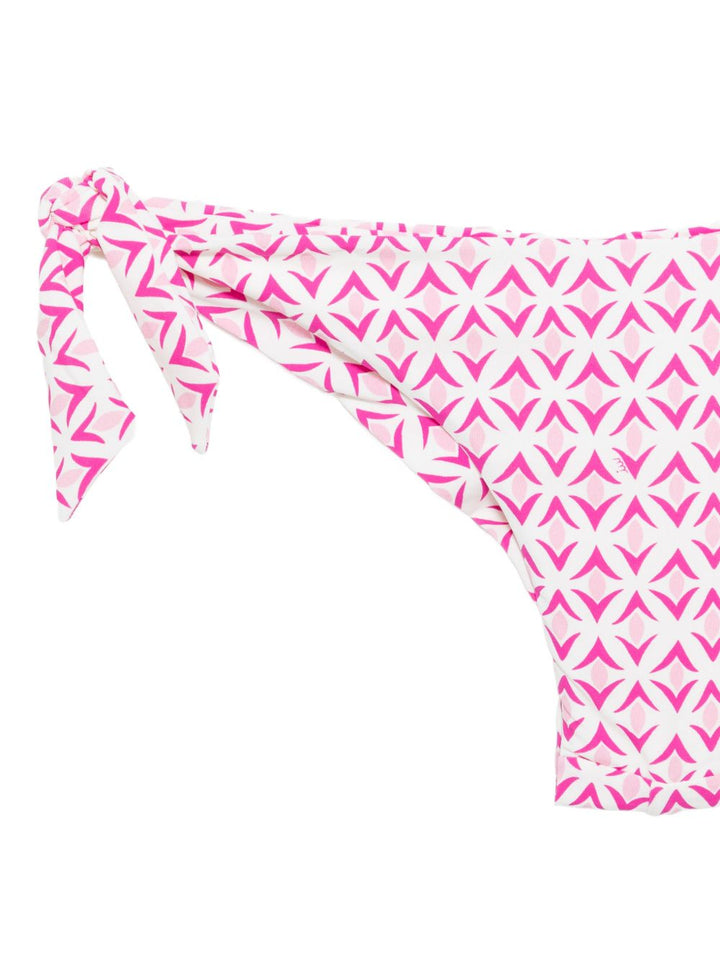 bikini con laccetti a stampa geometrica