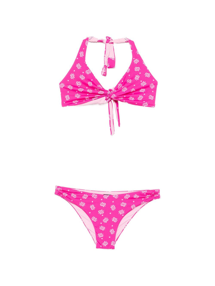 bikini con motivo paisley annodato