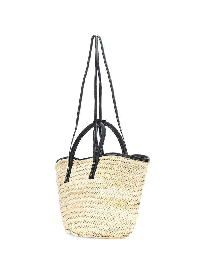 Borsa a cestino intrecciato "Soli" con finiture in pelle