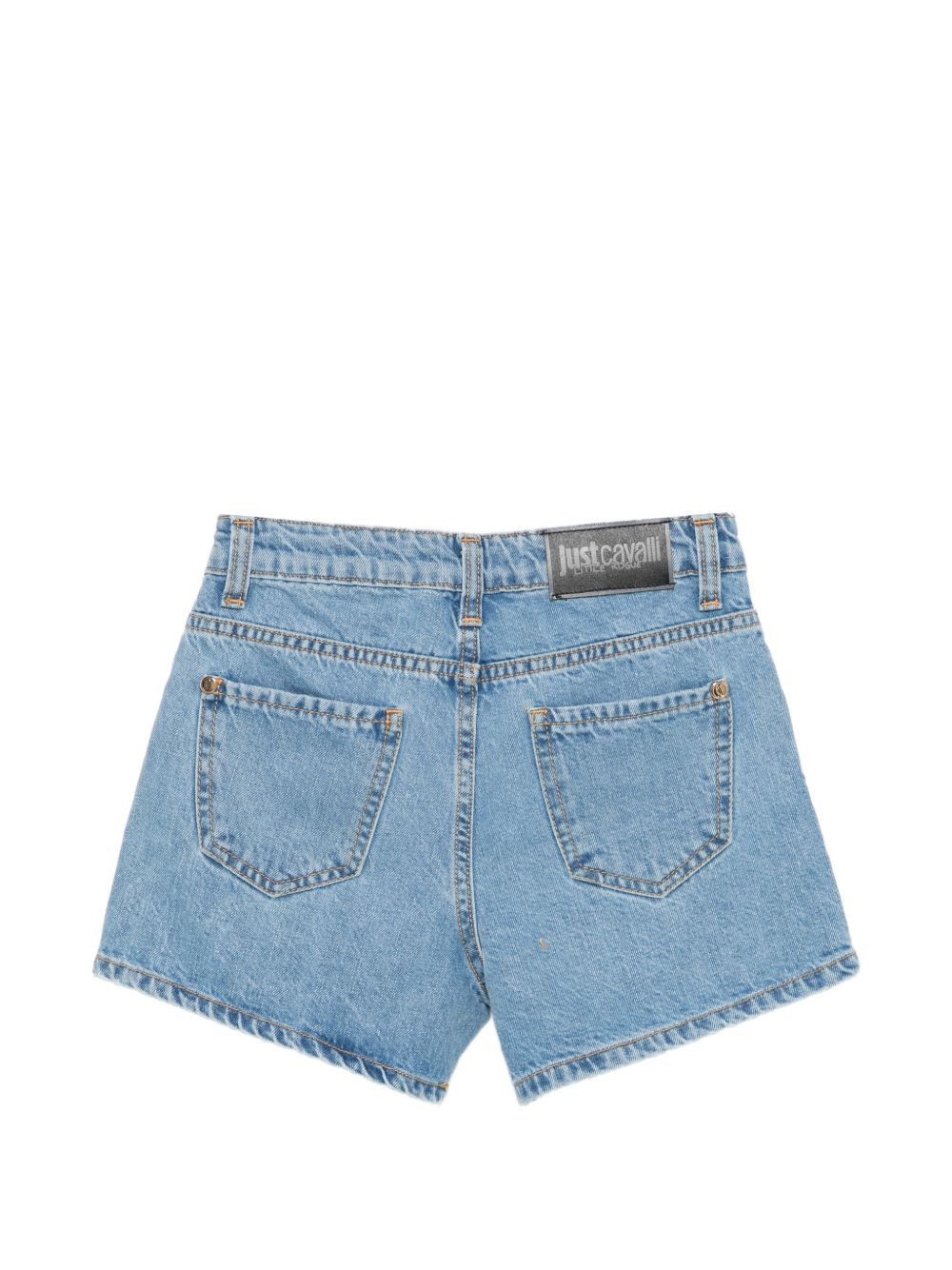bermuda in denim con tasce e logo
