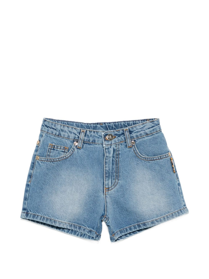 bermuda in denim con tasce e logo