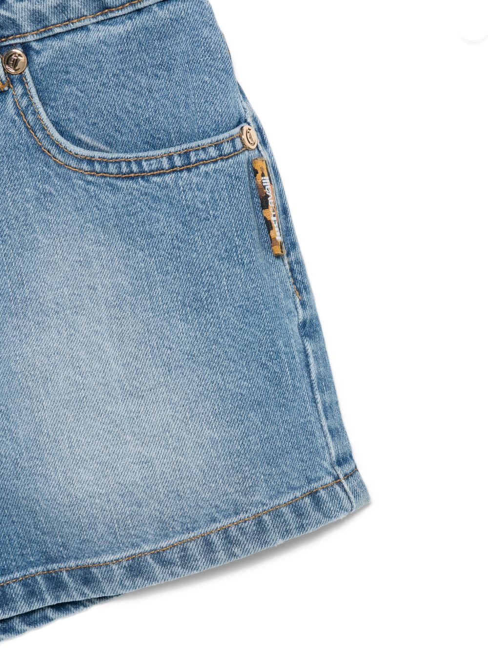 bermuda in denim con tasce e logo