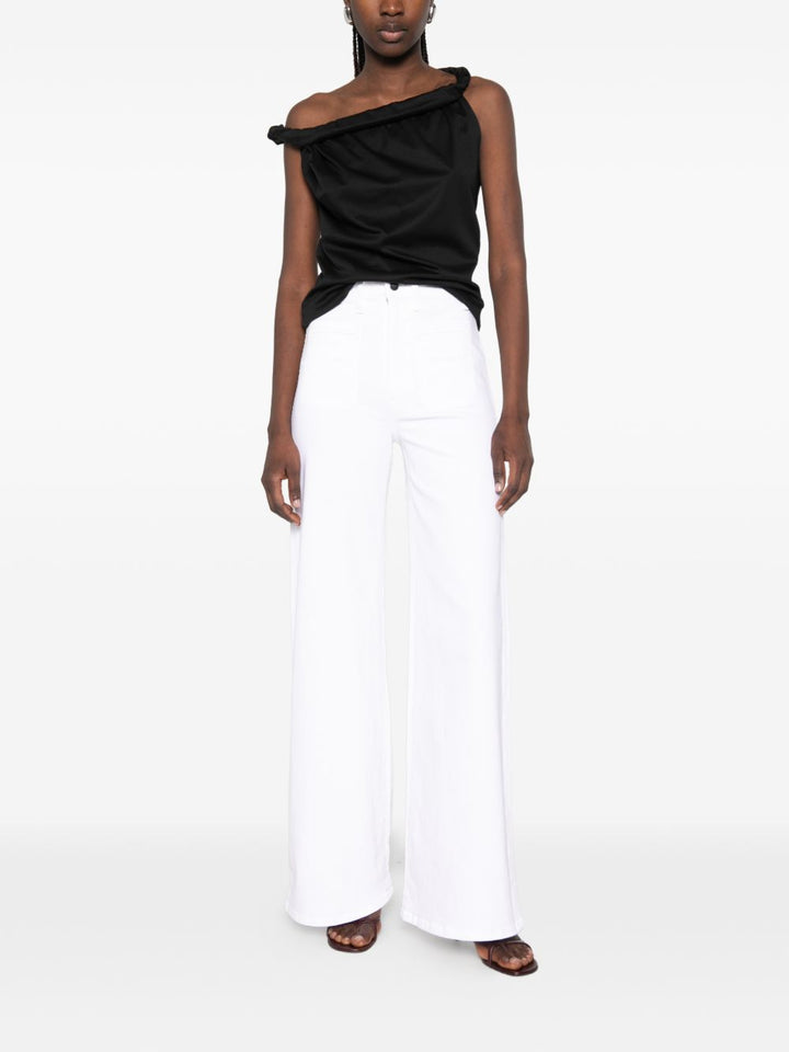 Jeans a gamba larga in denim bianco