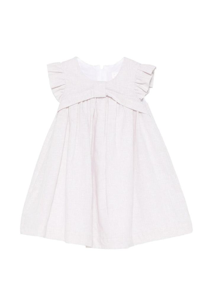 Abitino smanicato a righe bianche beige