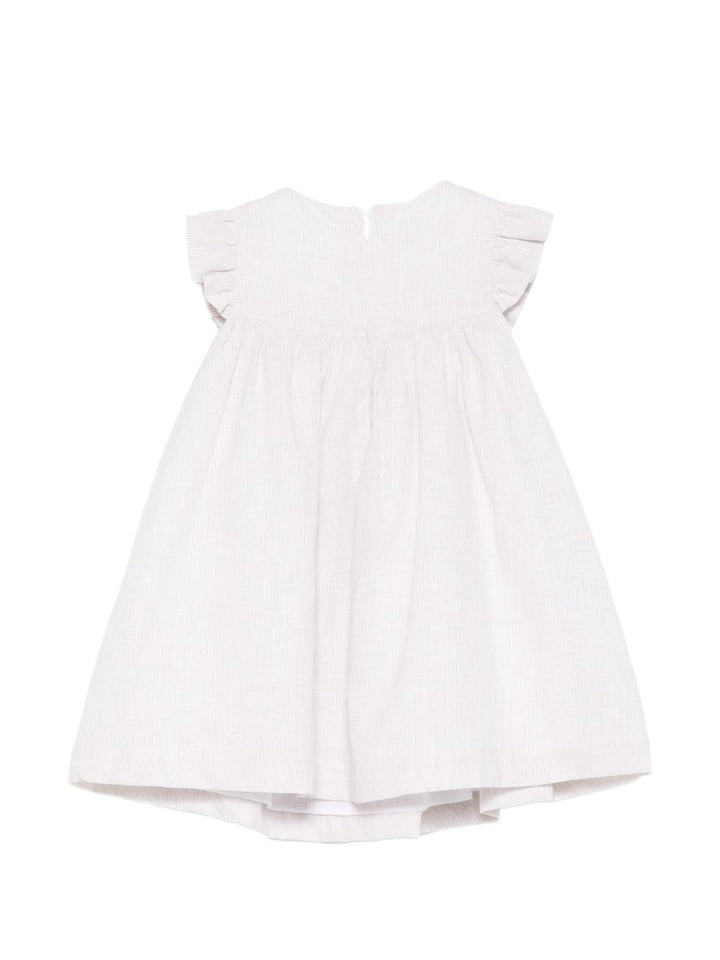 Abitino smanicato a righe bianche beige