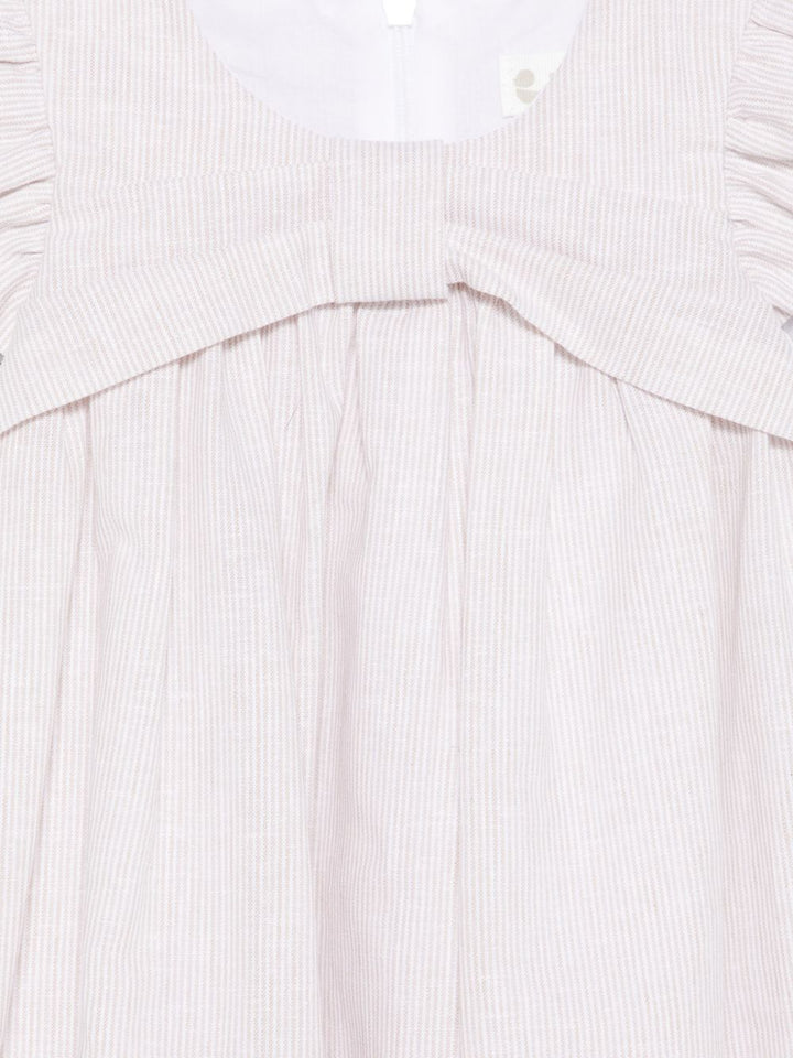 Abitino smanicato a righe bianche beige