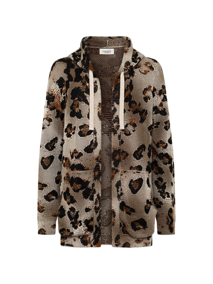 Cardigan con stampa leopardata