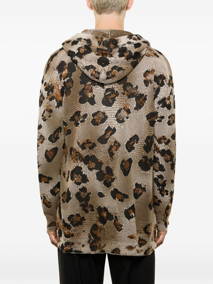 Cardigan con stampa leopardata