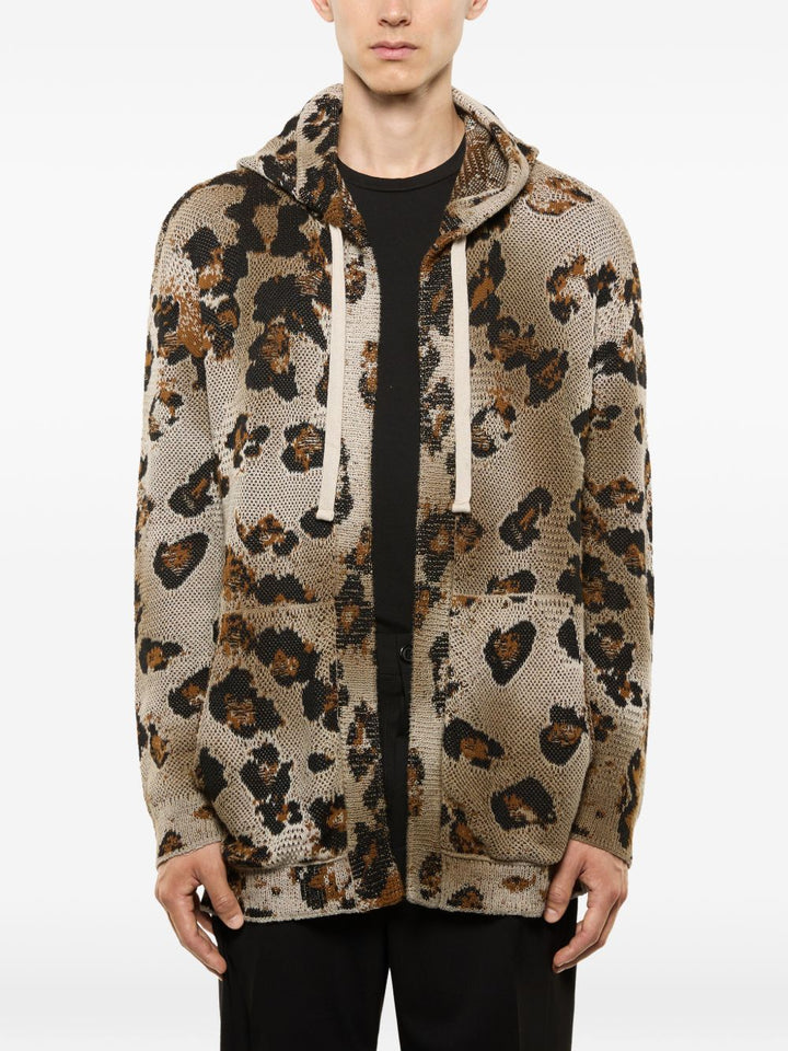 Cardigan con stampa leopardata