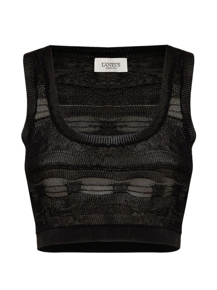 Top crop lavorato a maglia con cut-out