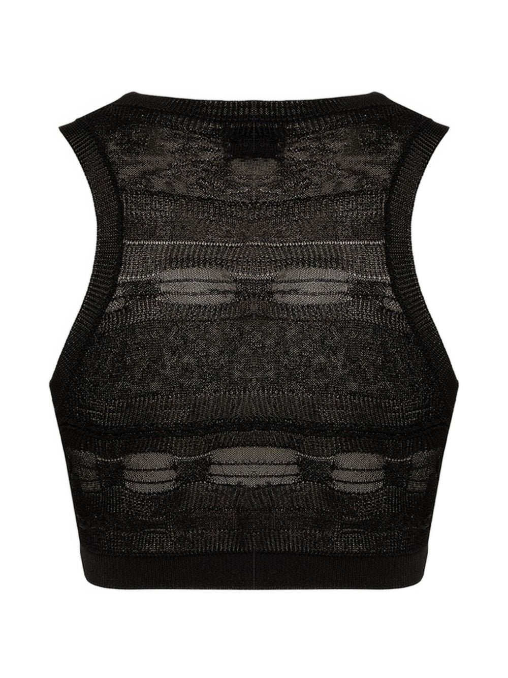 Top crop lavorato a maglia con cut-out