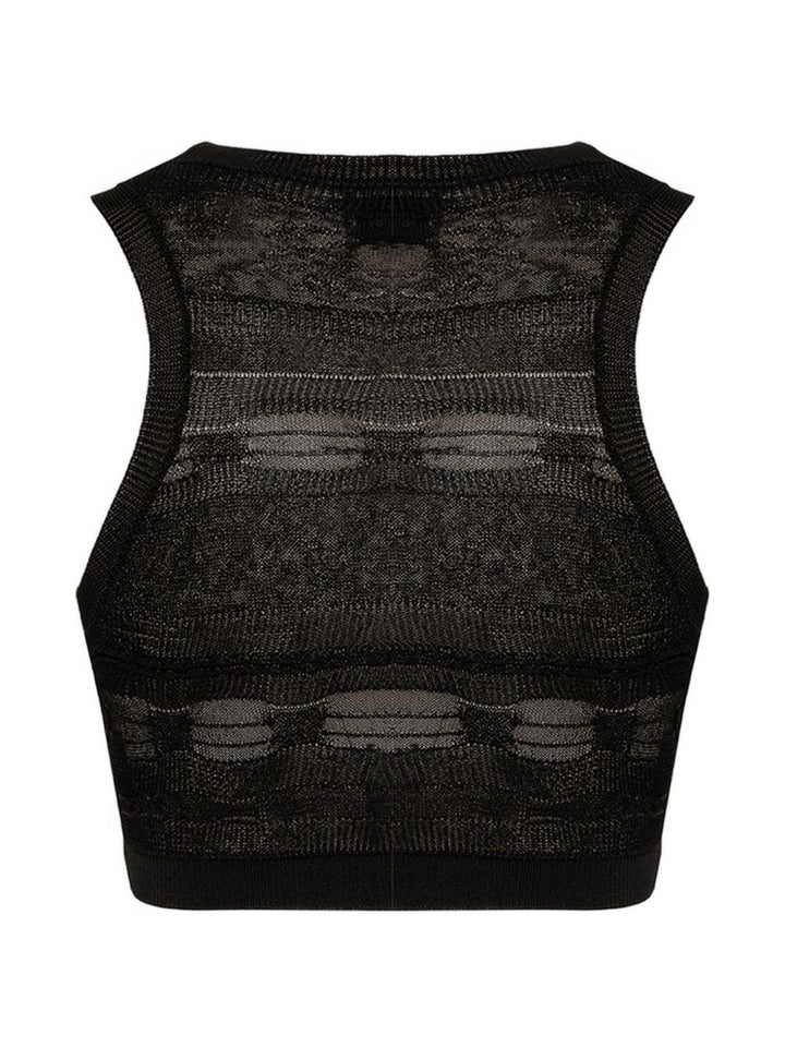 Top crop lavorato a maglia con cut-out
