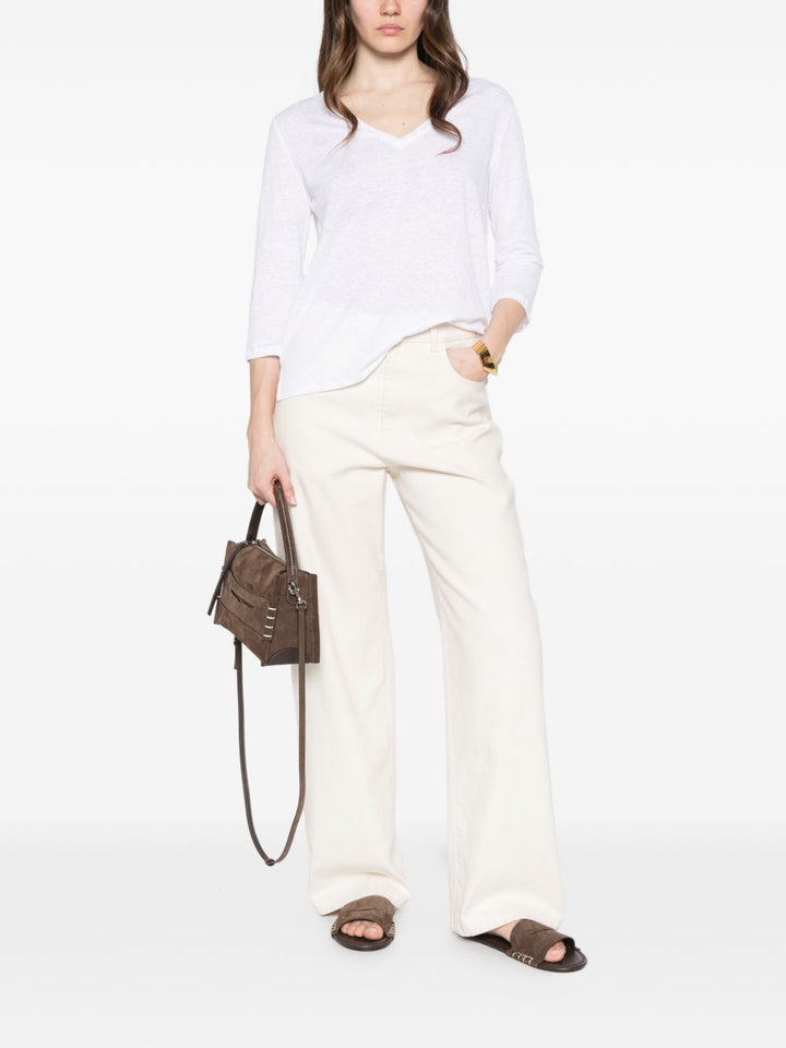 T-shirt bianca con scollo a V