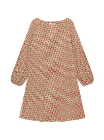 Abito corto a trapezio in tessuto mouliné