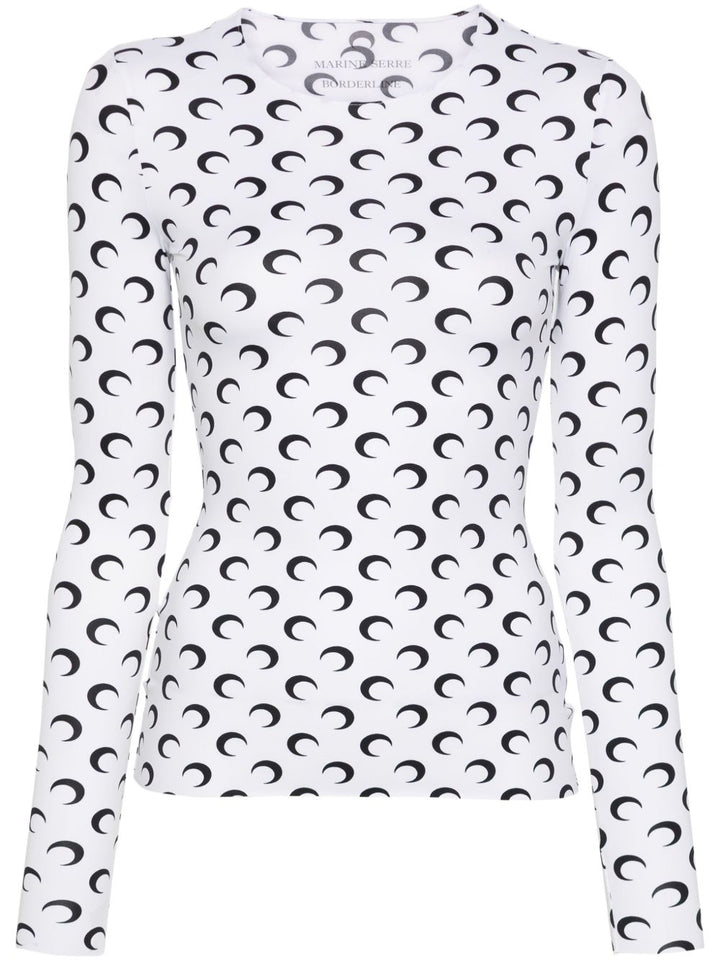 Marine Serre Maglia girocollo in jersey riciclato Moon Second Skin