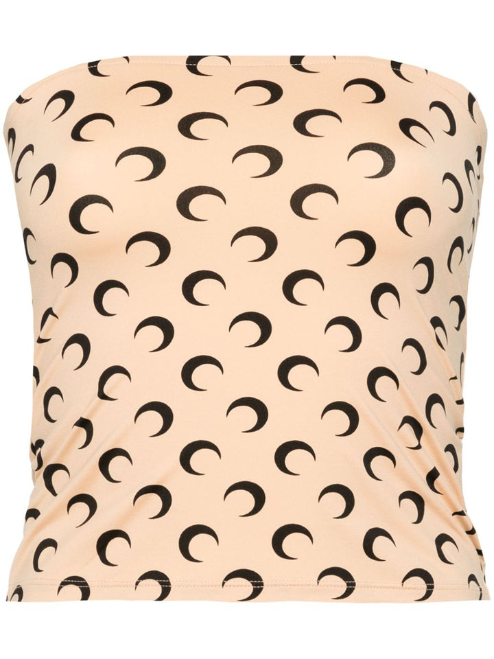 Top a fascia con stampa Moon