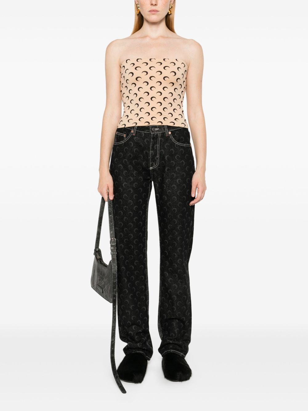 Top a fascia con stampa Moon