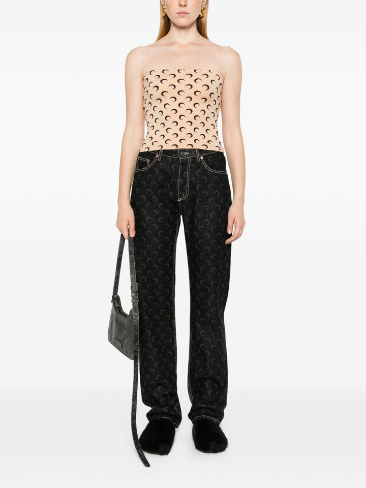 Top a fascia con stampa Moon