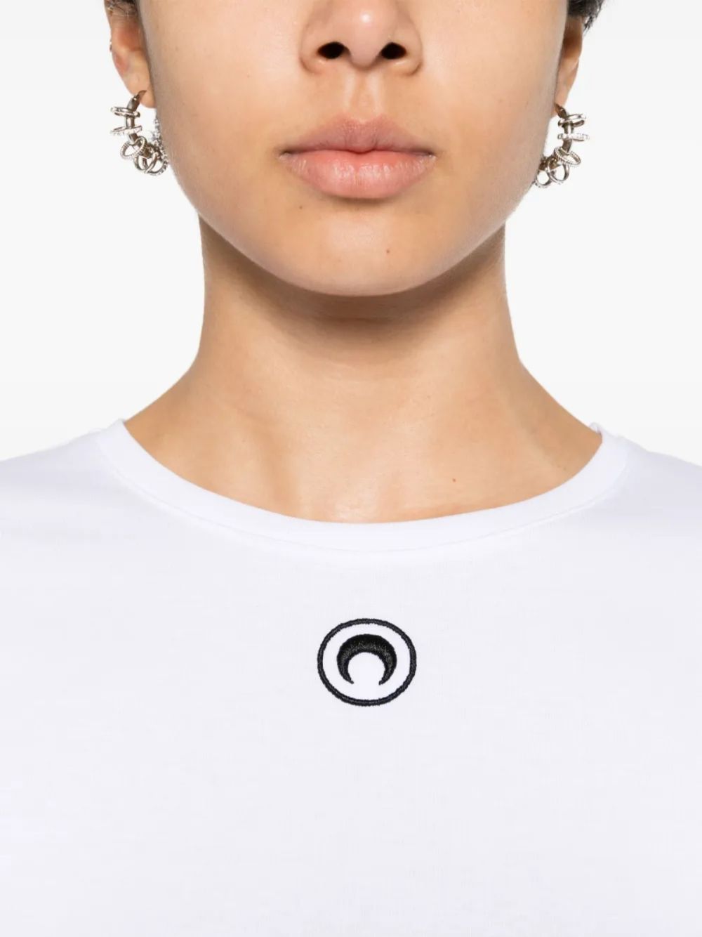 Marine Serre T-shirt con ricamo Crescent Moon