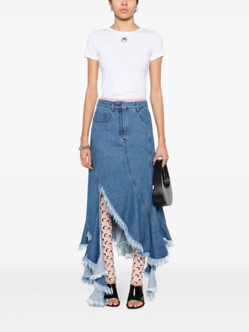 Marine Serre T-shirt con ricamo Crescent Moon