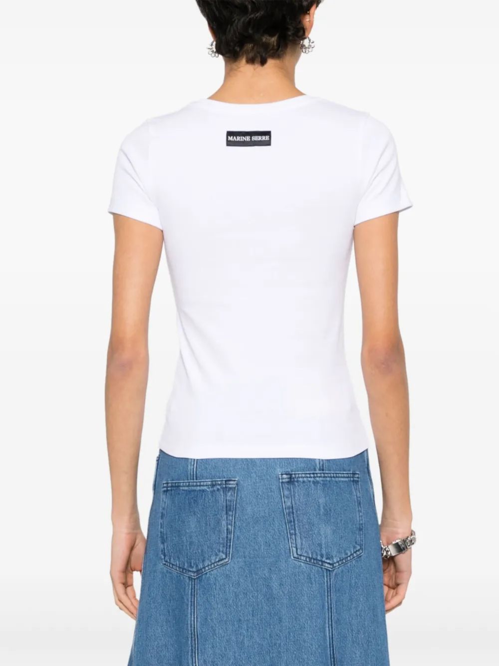 Marine Serre T-shirt con ricamo Crescent Moon