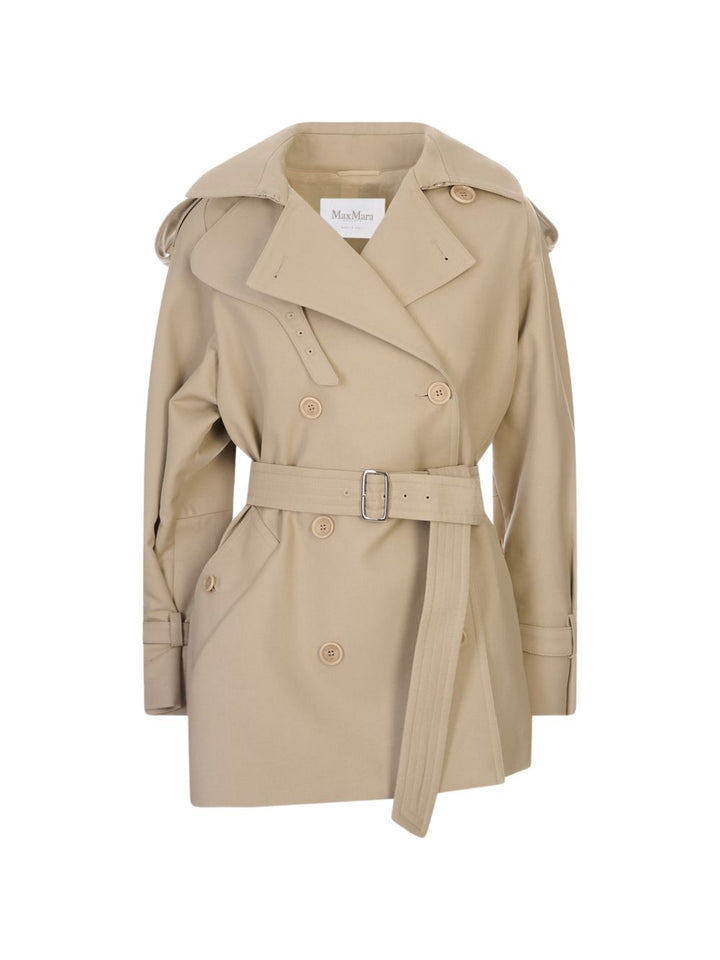 Trench Corto Doppiopetto Max Mara in Cotone Bianco